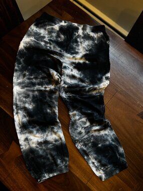 Glyder Soft Cotton Fleece Joggers - Size Large - Tie Dye Black and White